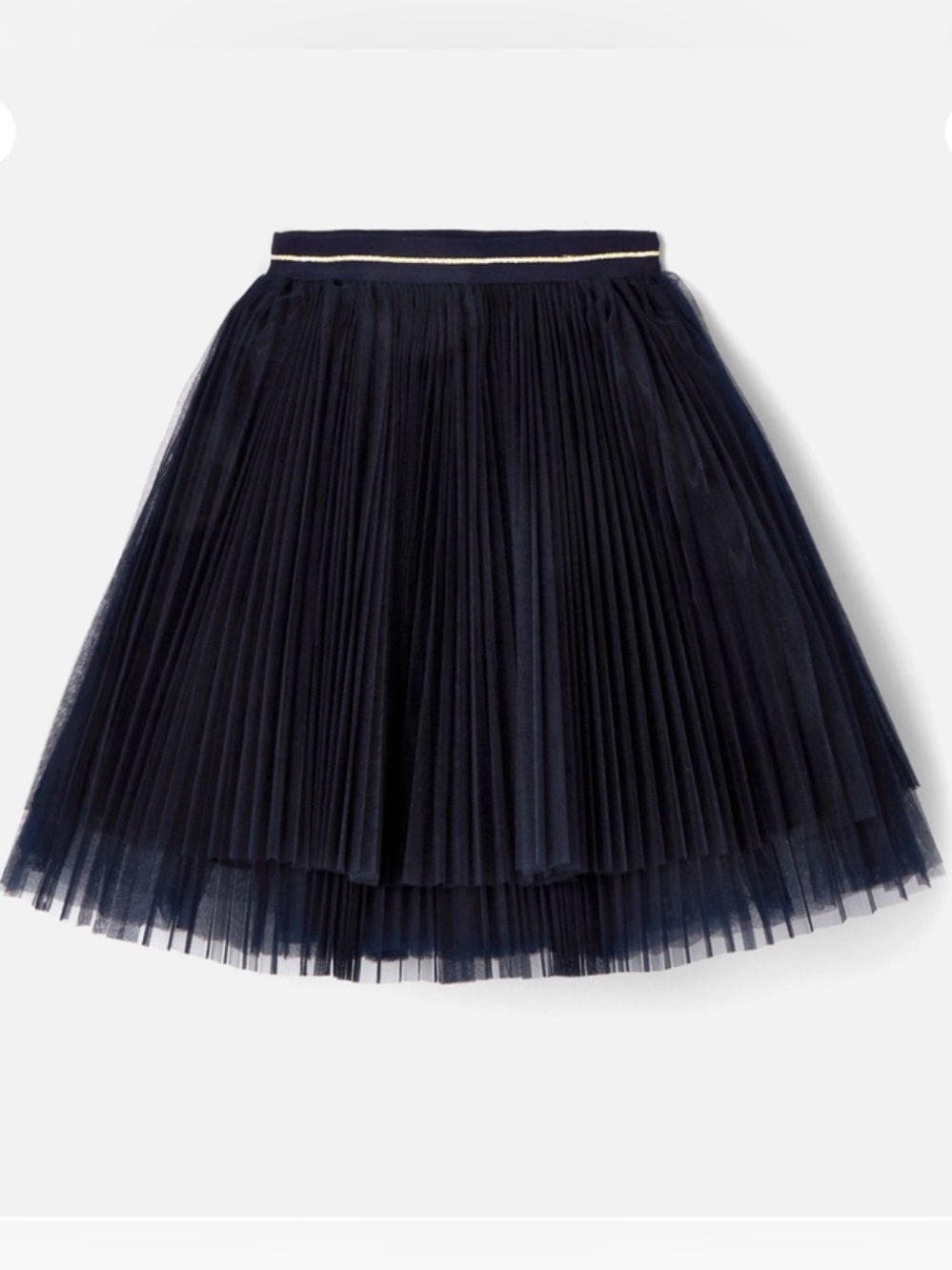 Jacadi Girls Layered Pleated Tulle Tutu Skirt, Navy Blue, Size 10A